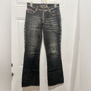 Parasuco Blue Denim Cult Ergonomic Red Tag Wide Flare Leg Jeans size 27